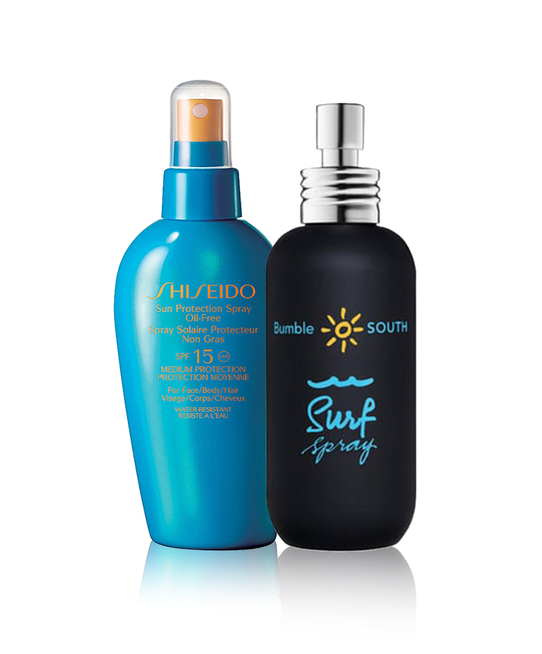 Strandvakantie gepland? Dan mogen Shiseido Sun Protection Spray Oil Free en Bumble & Bumble Surf Spray zeker niet ontbreken in je strandtas.