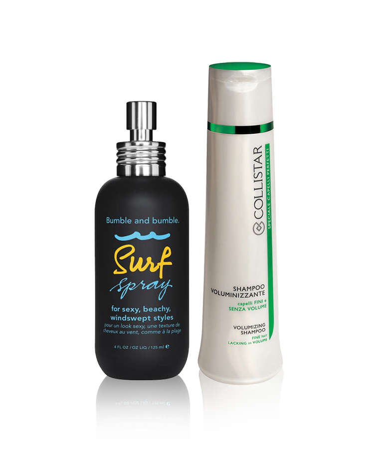 Volumising Shampoo van Collistar en Surf Hair Spray van Bumble and Bumble