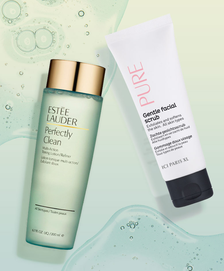 Perfectly Clean Multi-Action Toning Lotion van Estée Lauder en Zachte Gezichtsscrub van ICI PARIS XL