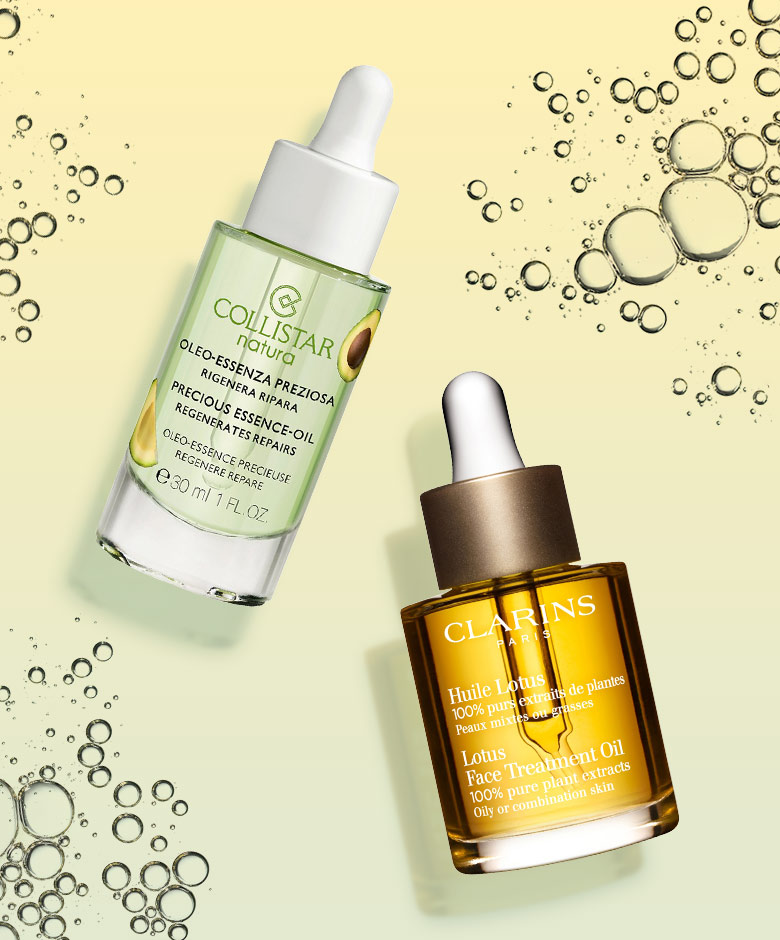 Lotus Face Treatment Oil van Clarins en Precious Essence Oil van Collistar