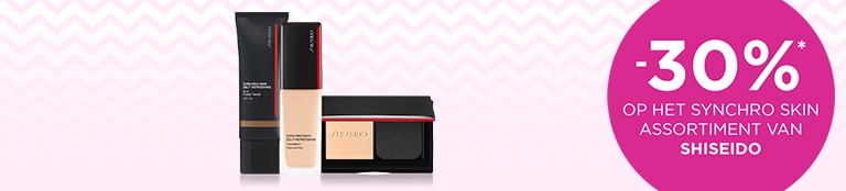 -30% op het synchro skin assortiment van SHISEIDO* -30% op het synchro skin assortiment van SHISEIDO*