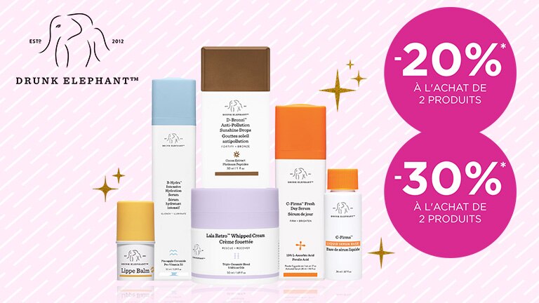 Geniet van stapelkorting op DRUNK ELEPHANT- Tot 30% korting* Geniet van stapelkorting op DRUNK ELEPHANT- Tot 30% korting*