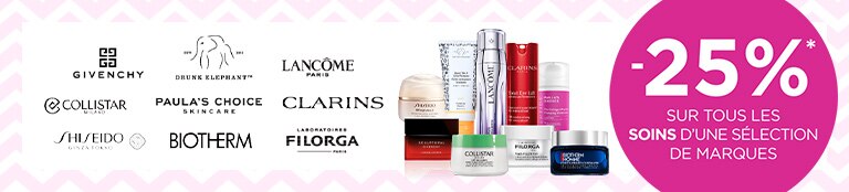 -25% sur tous les soins d'une sélection de marques* -25% sur tous les soins d'une sélection de marques*