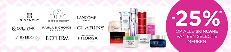 -25% op alle skincare van een selectie merken* -25% op alle skincare van een selectie merken*