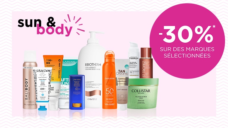 -30 % sur les produits solaires et corporels de marques sélectionnées* -30 % sur les produits solaires et corporels de marques sélectionnées*