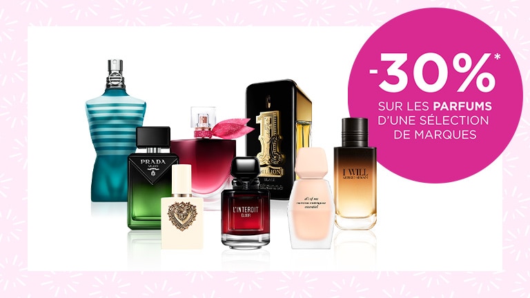 -30% sur tous les parfums d'une sélection de marques* -30% sur tous les parfums d'une sélection de marques*