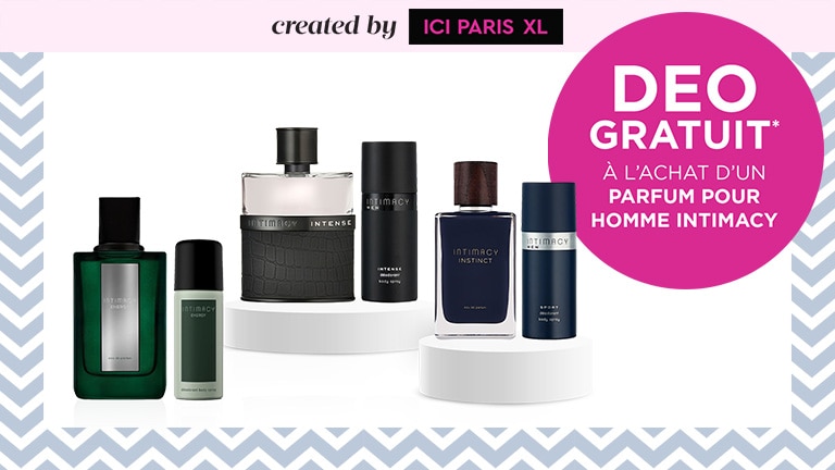 Ajoutez un parfum masculin et un deo de INTIMACY à votre panier et recevez le deo gratuitement !* Ajoutez un parfum masculin et un deo de INTIMACY à votre panier et recevez le deo gratuitement !*