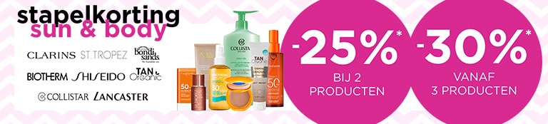 Stapelkorting Sun & Body - Tot 30% korting* Stapelkorting Sun & Body - Tot 30% korting*