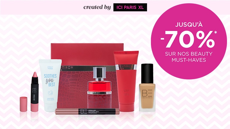 Jusqu'à -70 % sur nos beauty must-haves created by ICI PARIS XL* Jusqu'à -70 % sur nos beauty must-haves created by ICI PARIS XL*