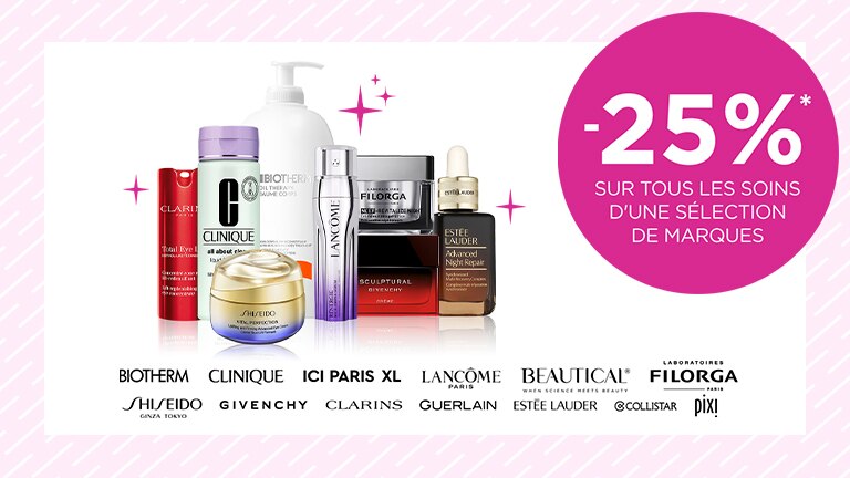 -25% sur tous les soins d'une sélection de marques* -25% sur tous les soins d'une sélection de marques*