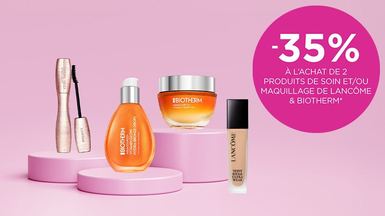 -35% à partir de 2 produits de soin ou de maquillage Biotherm et Lancôme* -35% à partir de 2 produits de soin ou de maquillage Biotherm et Lancôme*