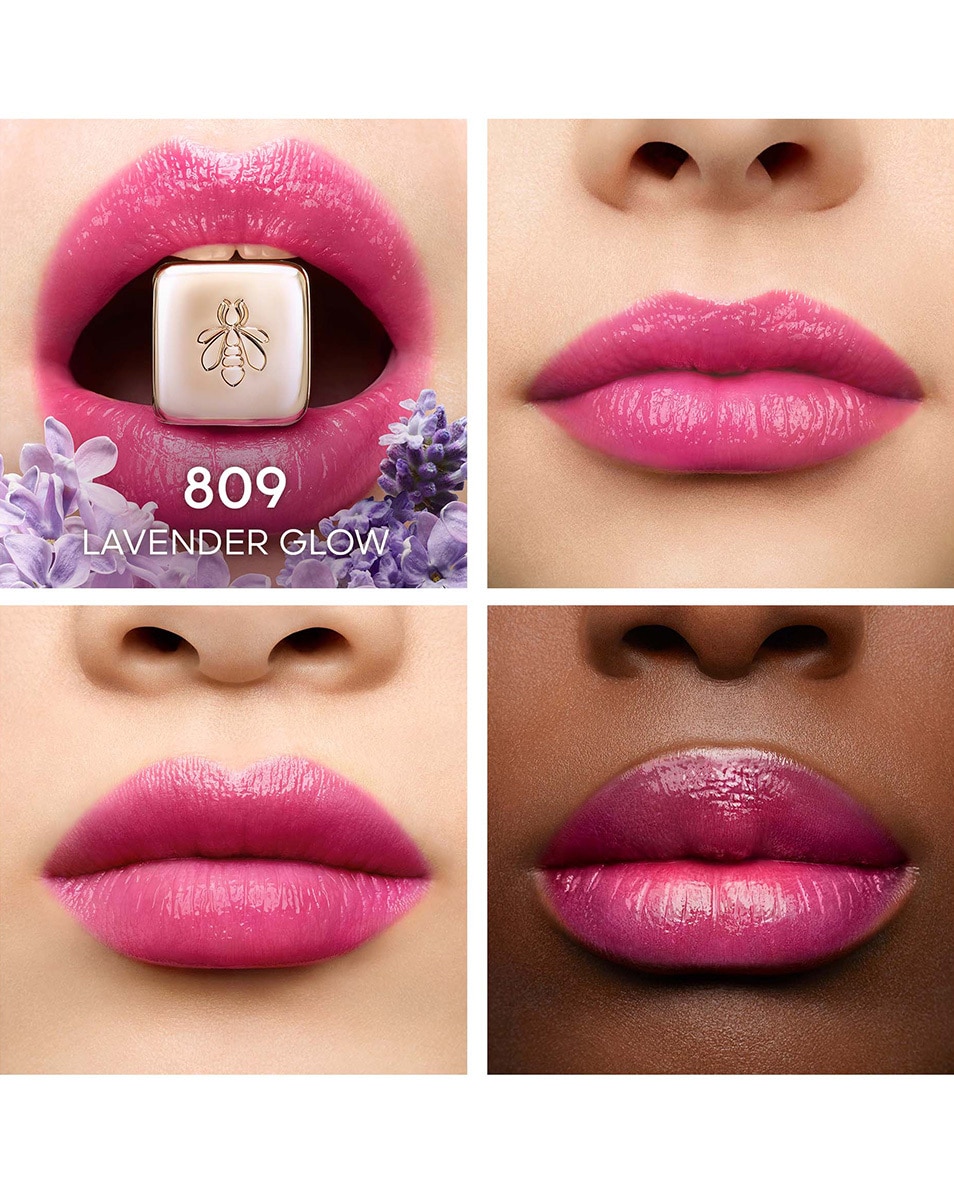 GUERLAIN KISS KISS BEE GLOW BAUME TEINTÉ INFUSÉ AU MIEL 98% D'ORIGINE NATURELLE 809 LAVENDER GLOW 3