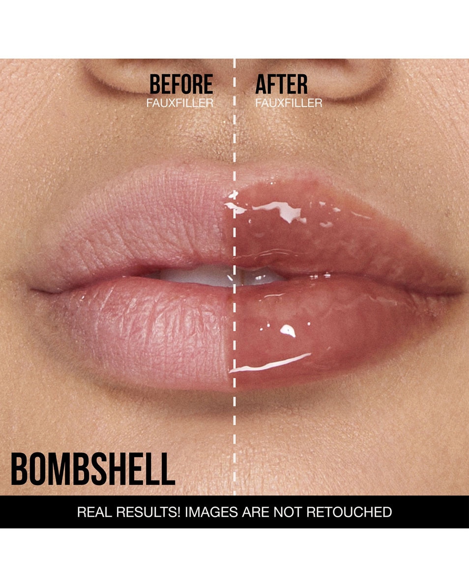 HUDA BEAUTY FAUX FILLER EXTRA SHINE LIP GLOSS BOMBSHELL