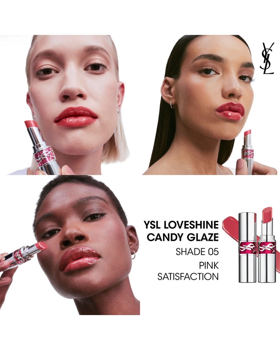 YVES SAINT LAURENT Ysl Loveshine Candy Glaze Lip Gloss Stick - 5 PINK SATISFACTION 3