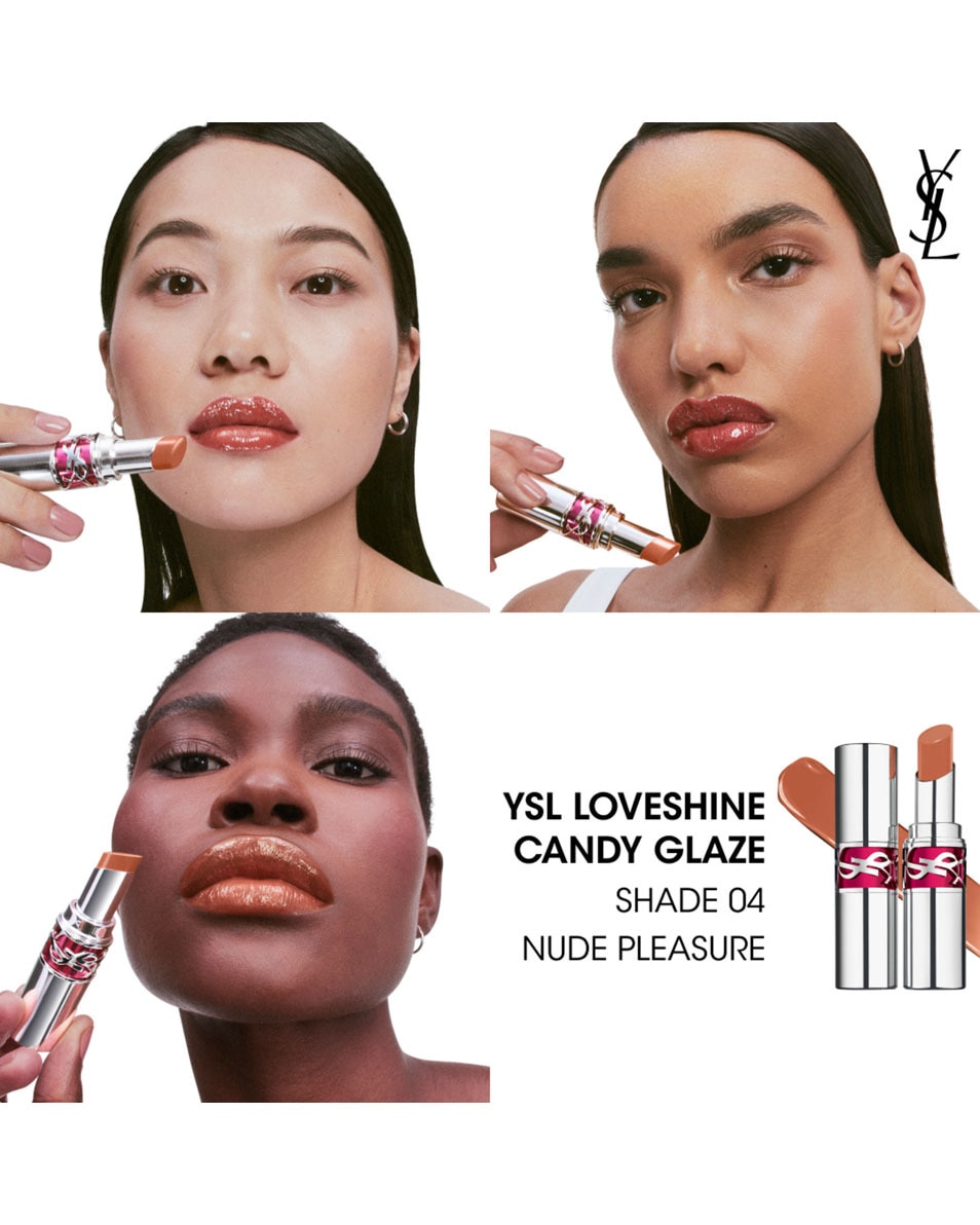 YVES SAINT LAURENT Ysl Loveshine Candy Glaze Lip Gloss Stick - 4 4 Nude Pleasure 3