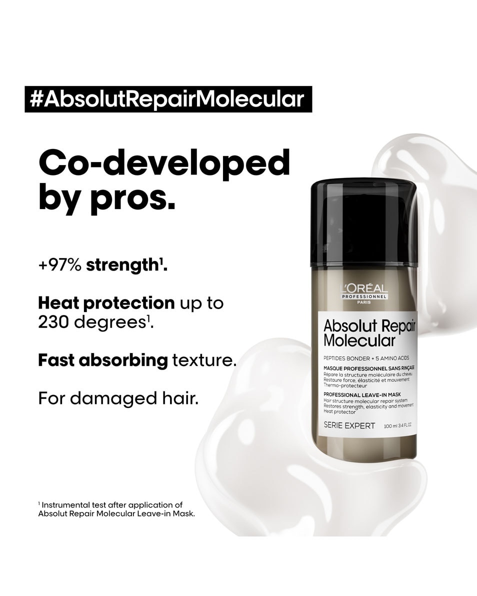 L'OREAL PROFESSIONNEL Absolut Repair Molecular Masque réparateur sans rinçage pour cheveux abîmés 100 ML 3