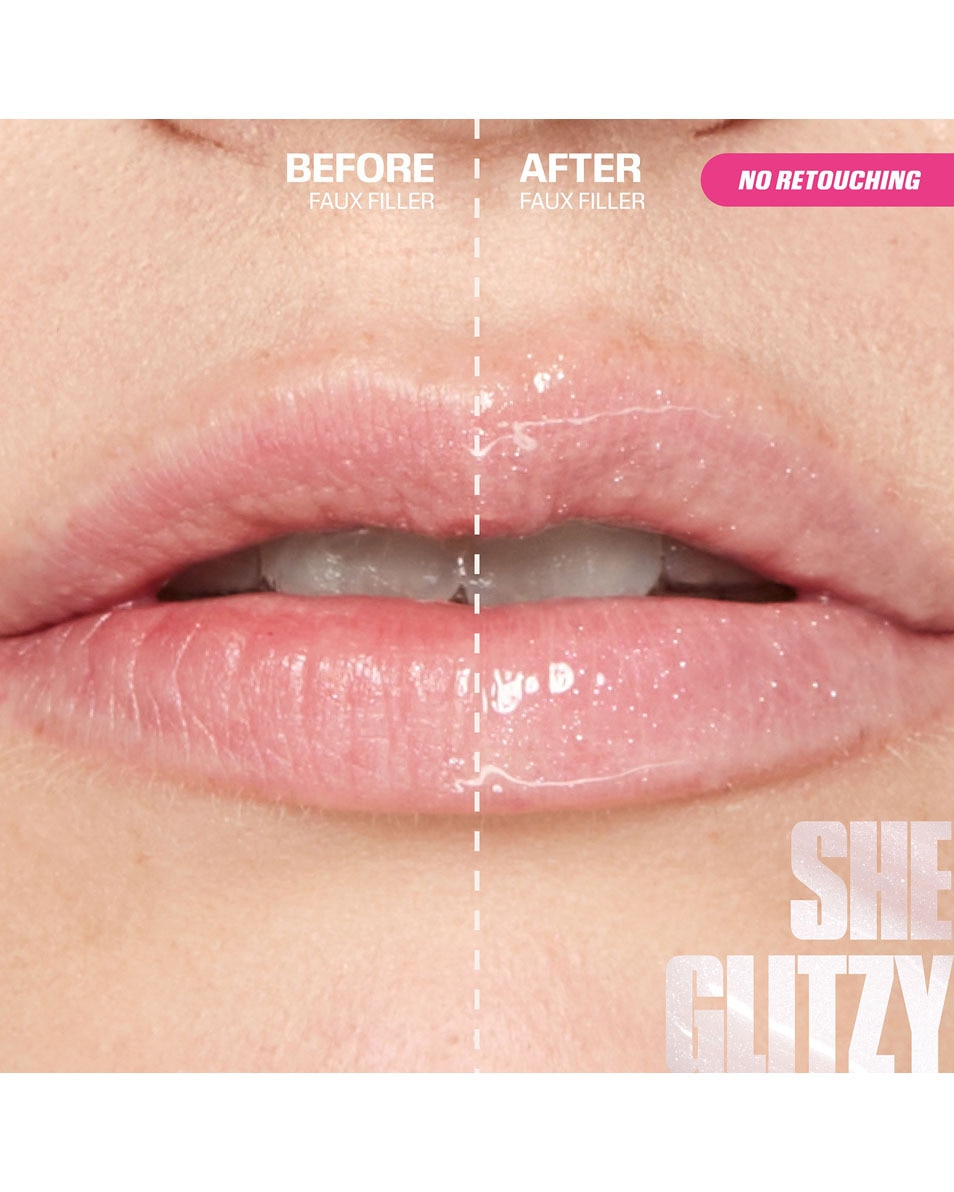 HUDA BEAUTY ICY NUDE FAUX FILLER LIP GLOSS SHE GLITZY 3