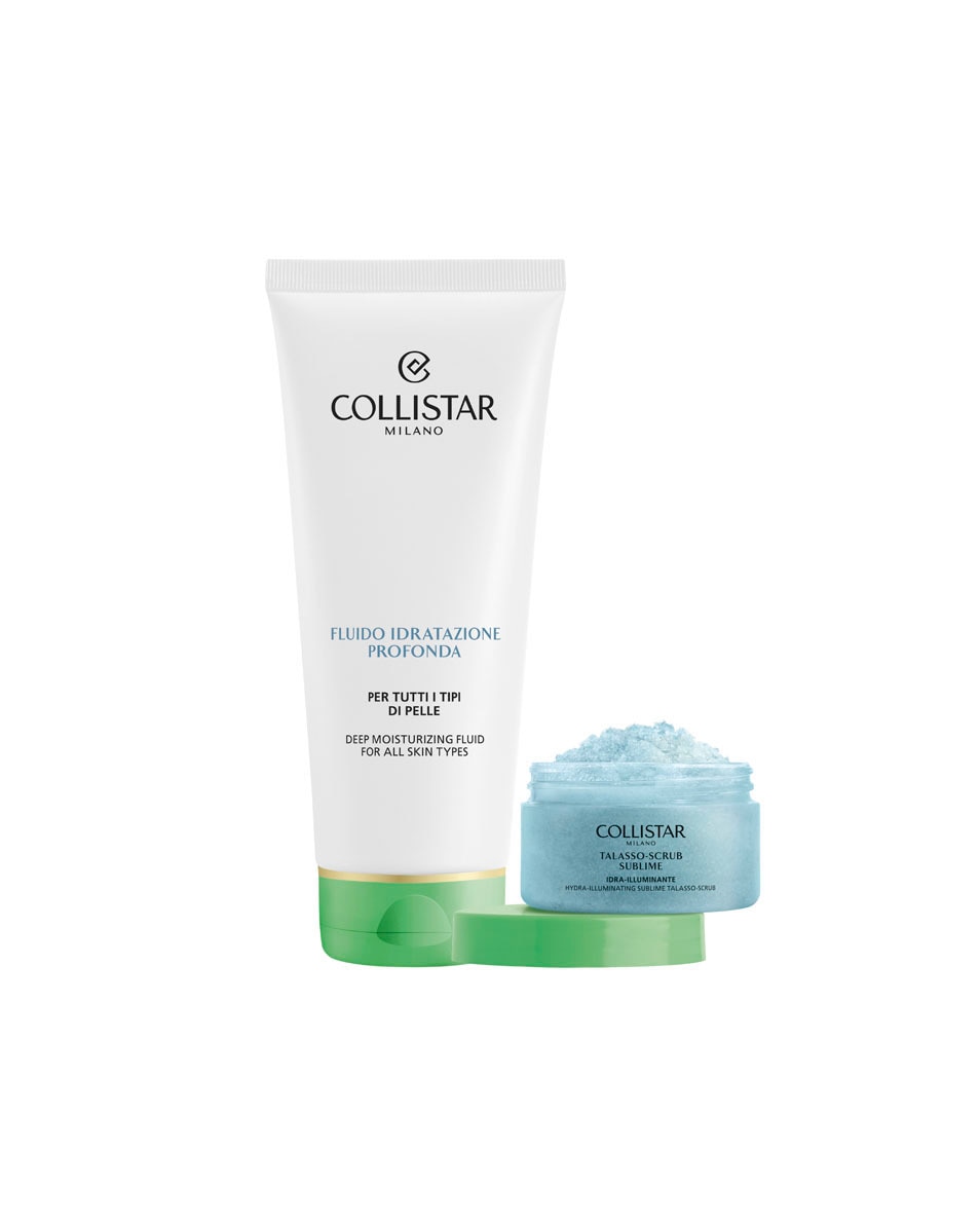 COLLISTAR Hydra-Illuminating Discovery Set 2026 Body - Deep Moisturizing Fluid 200ml + Hydra-Illuminating Sublime Talasso-Scrub 150g 2 ML 3