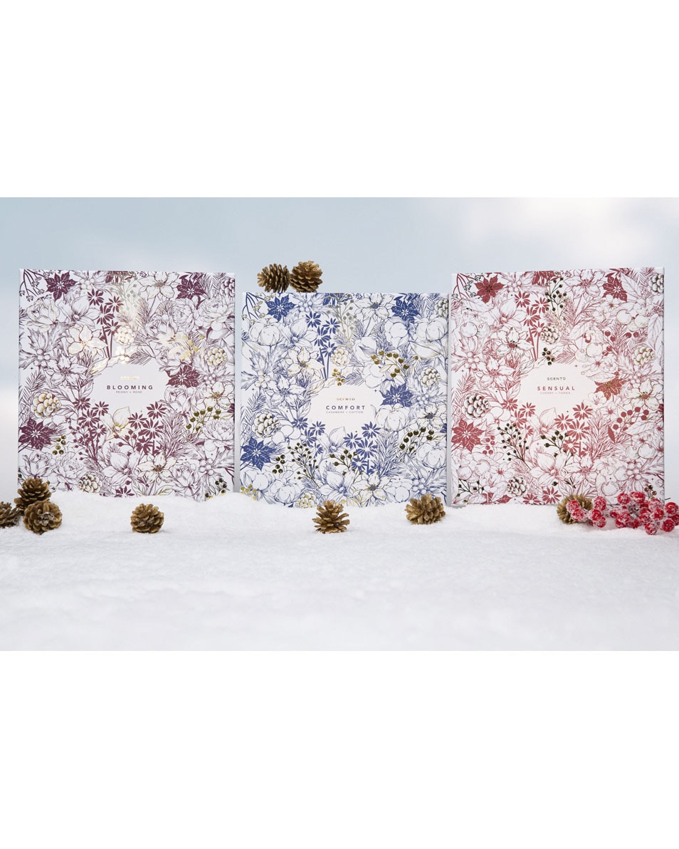 SCENTO Sensual Coffret cadeau diffuseur d'ambiance + bougie parfumée + Mousse de douche 3 ST 3