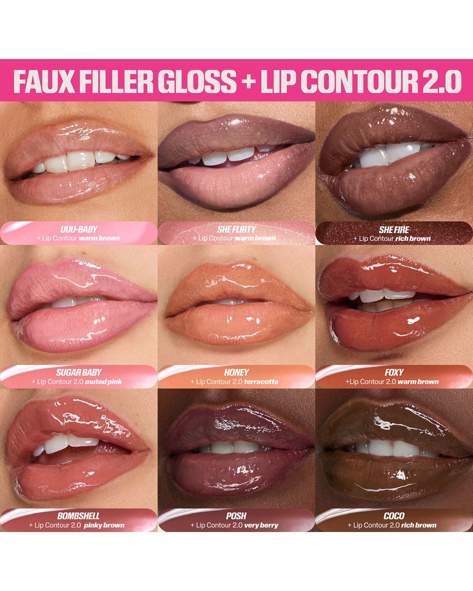 HUDA BEAUTY FAUX FILLER EXTRA SHINE LIP GLOSS BOMBSHELL