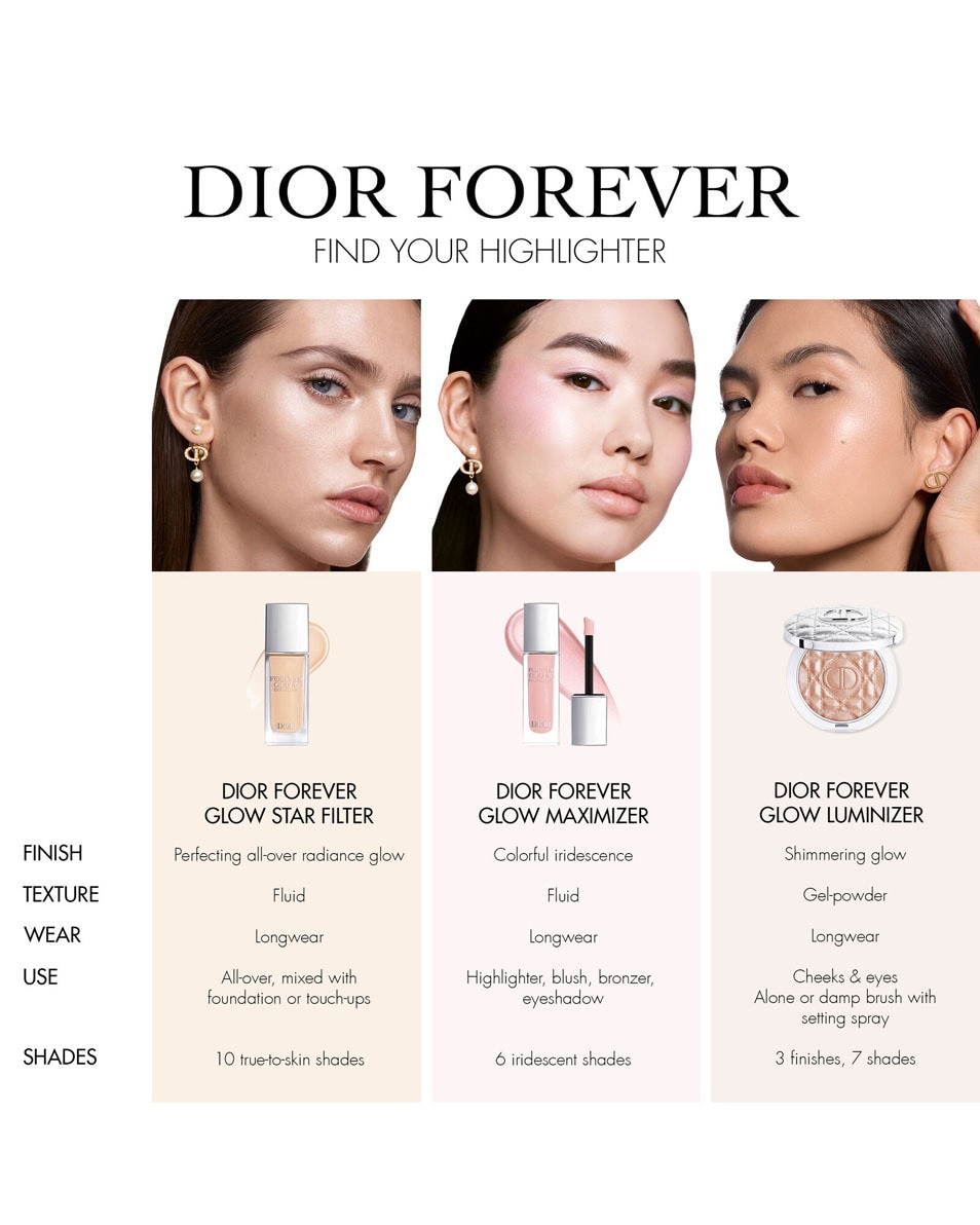 DIOR Dior Forever Glow Luminizer - Long Wear Highlighter Highlighter longue tenue - infusé d'acide hyaluronique 04 Pink Strobe