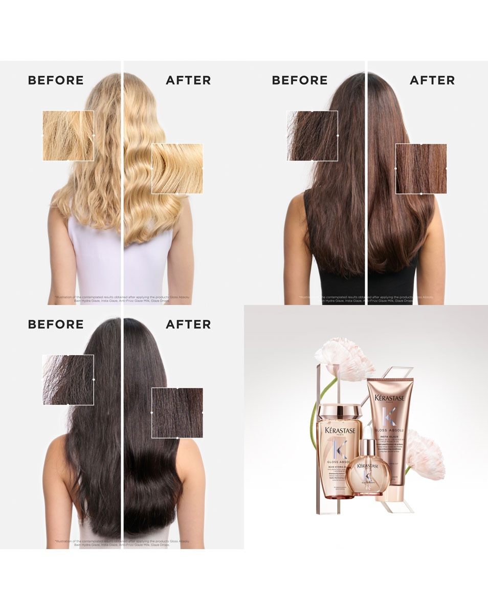 KÉRASTASE Gloss Absolu Bain Hydra-Glaze Anti-frizz shampoo voor lang, pluizig haar 250 ML