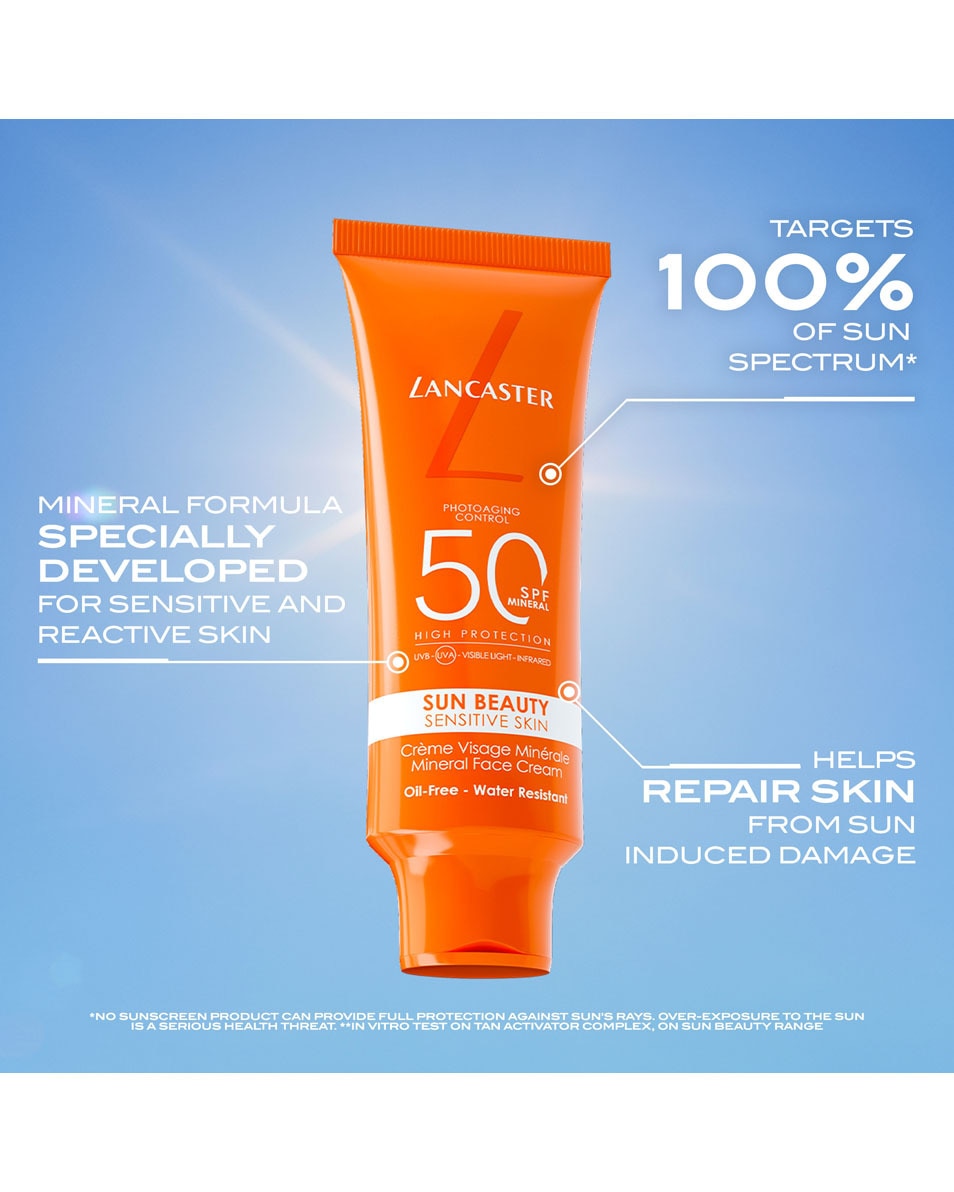 LANCASTER Sun Beauty Sensitive Skin Crème Visage Minérale SPF50 50 G 5