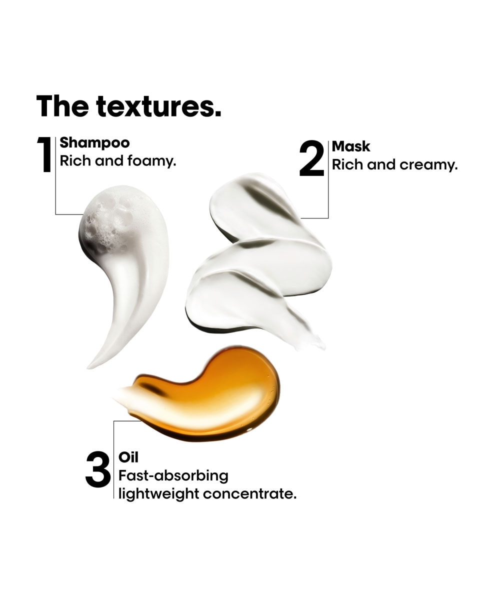 Shampooing, masque capillaire et huile concentrée