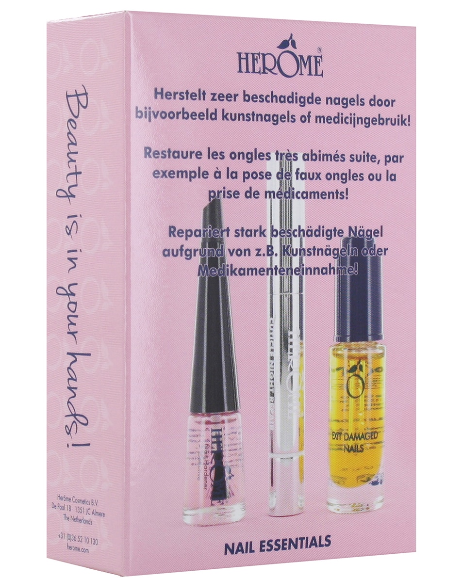 HERÔME NAIL ESSENTIALS SET EXIT DAMAGED NAILS, WONDERPEN, NAIL HARDENER SOFT 3 ST