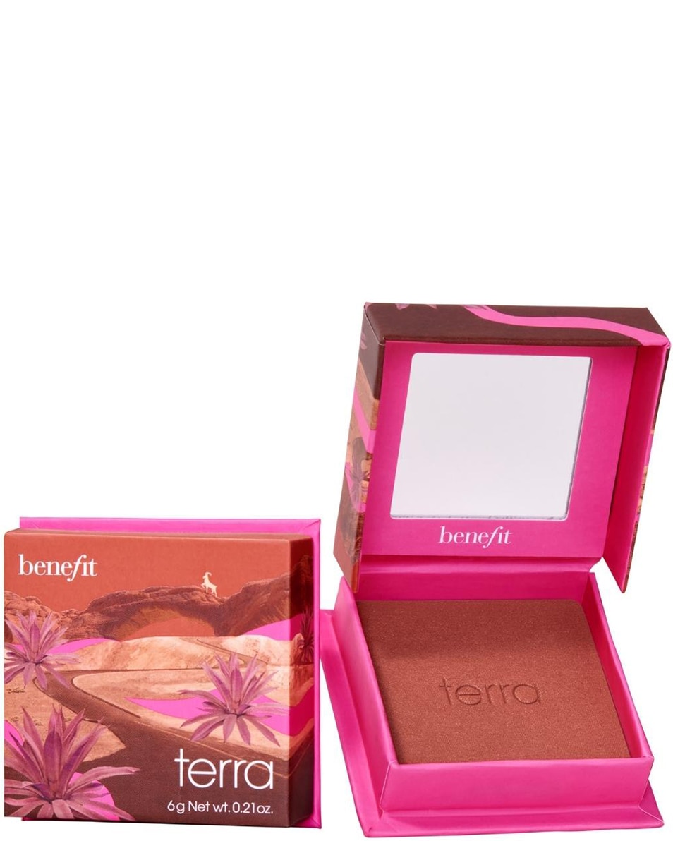 BENEFIT COSMETICS BOX OF POWDERS TERRA WANDERFUL WORLD BLUSH POWDER Golden brick-red blush