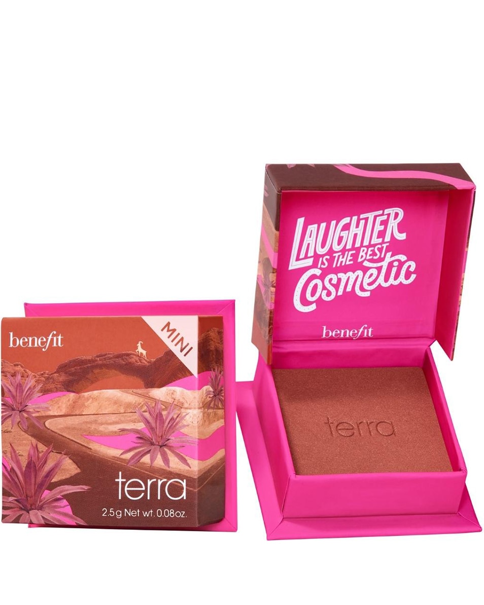 BENEFIT COSMETICS BOX OF POWDERS TERRA WANDERFUL WORLD BLUSH POWDER MINI Golden brick-red blush