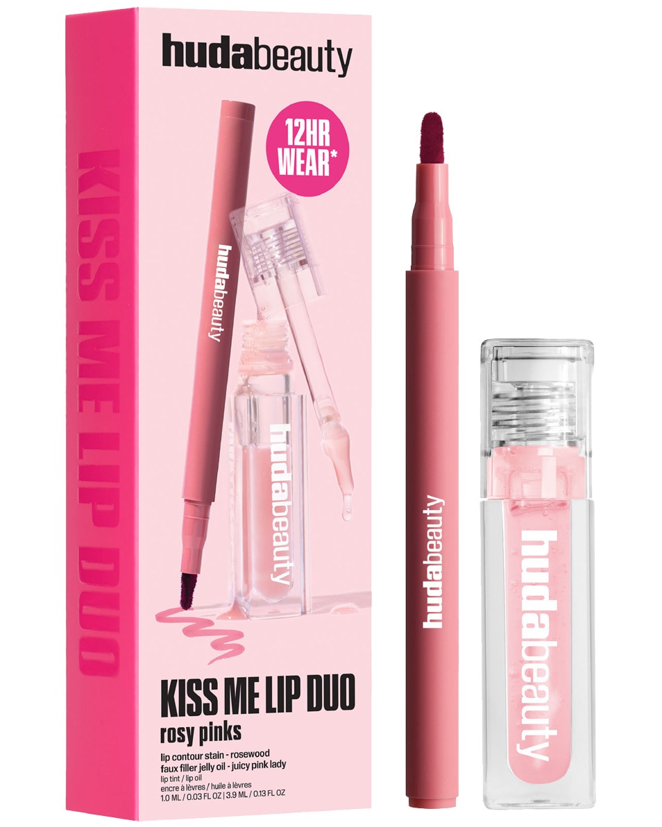 HUDA BEAUTY KISS ME LIP DUO ROSY PINKS SET 2 ST