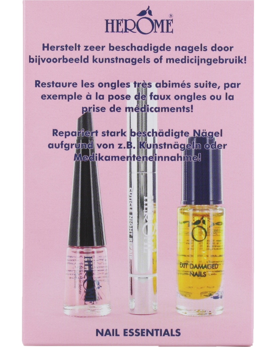 HERÔME NAIL ESSENTIALS SET EXIT DAMAGED NAILS, WONDERPEN, NAIL HARDENER SOFT 3 ST 2