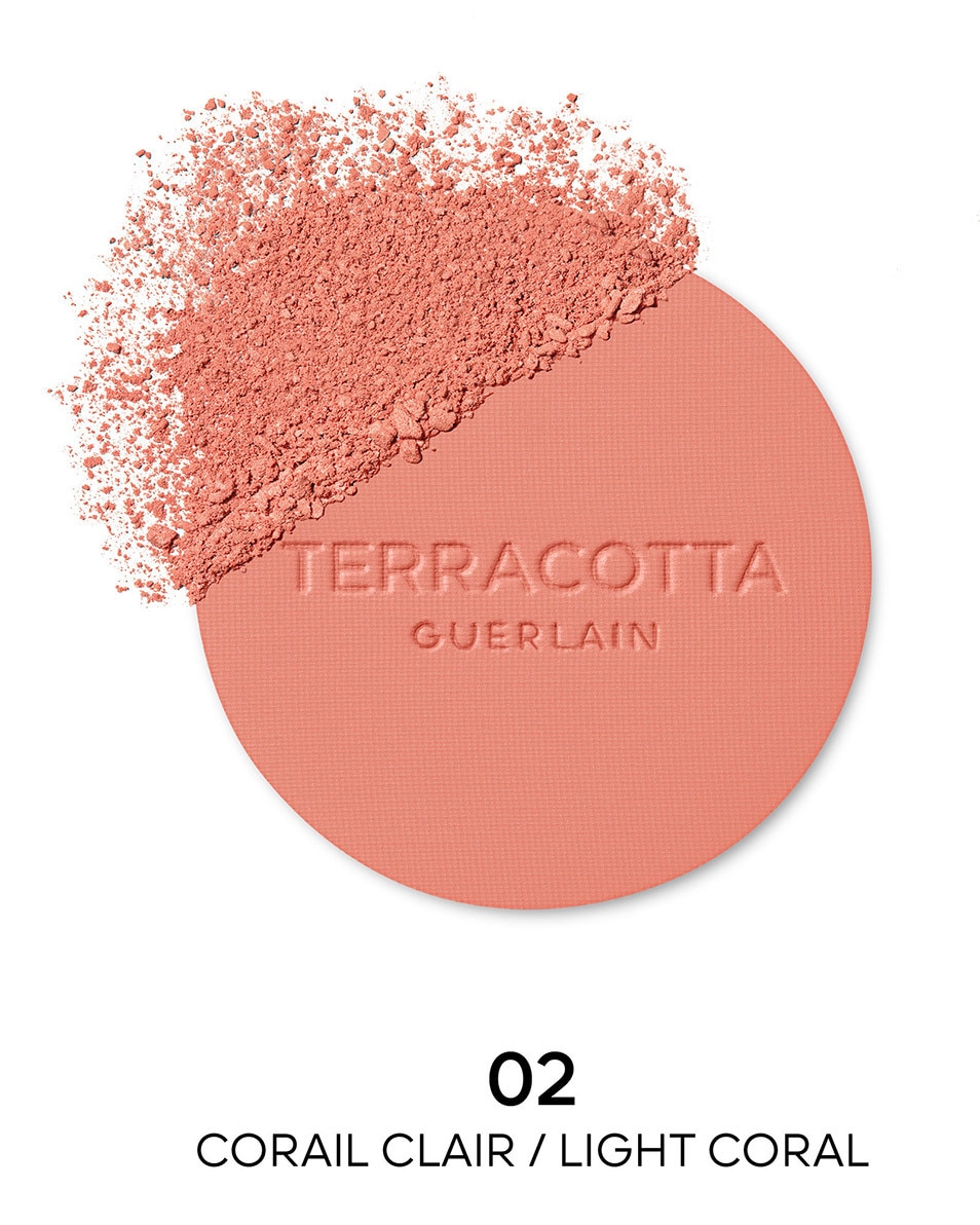 GUERLAIN Terracotta Blush Le fard à joues effet bonne mine , 90% d’ingrédients d’origine naturelle 02 Corail Clair 2
