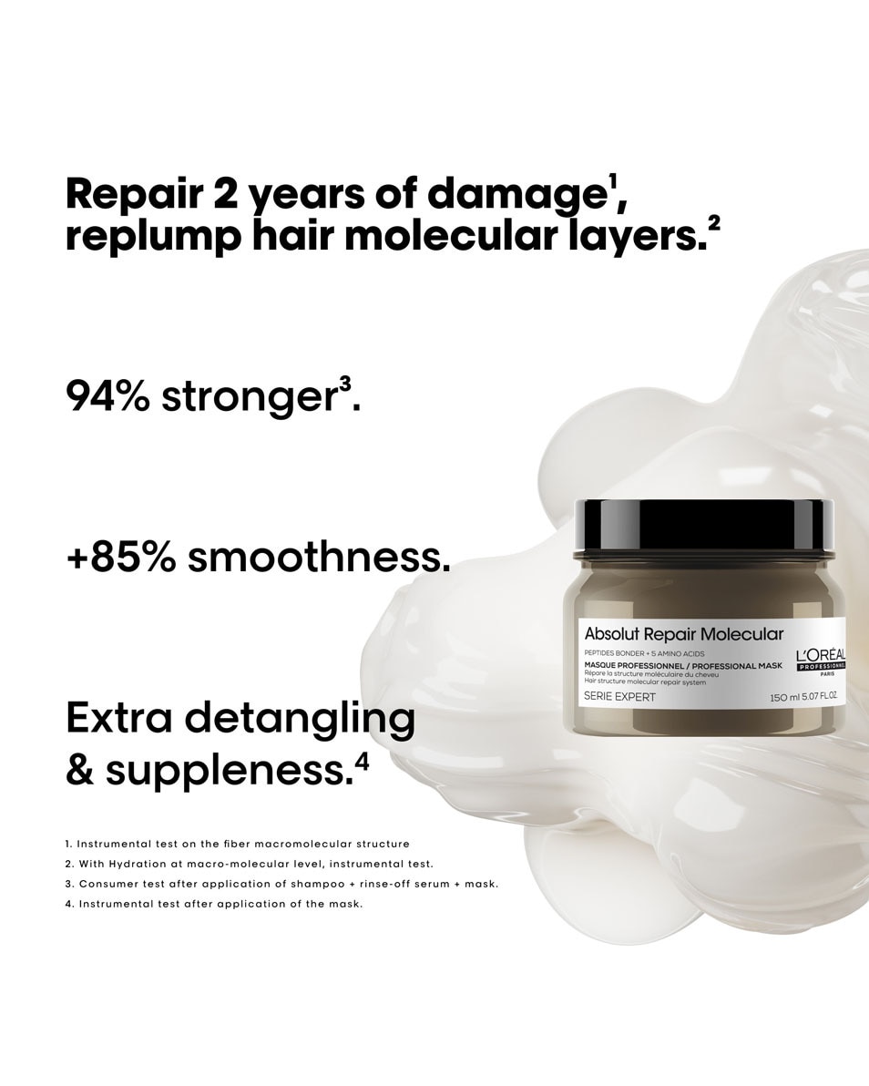 L'OREAL PROFESSIONNEL Absolut Repair Molecular Masque À rincer - pour cheveux très abîmés 150 ML 2