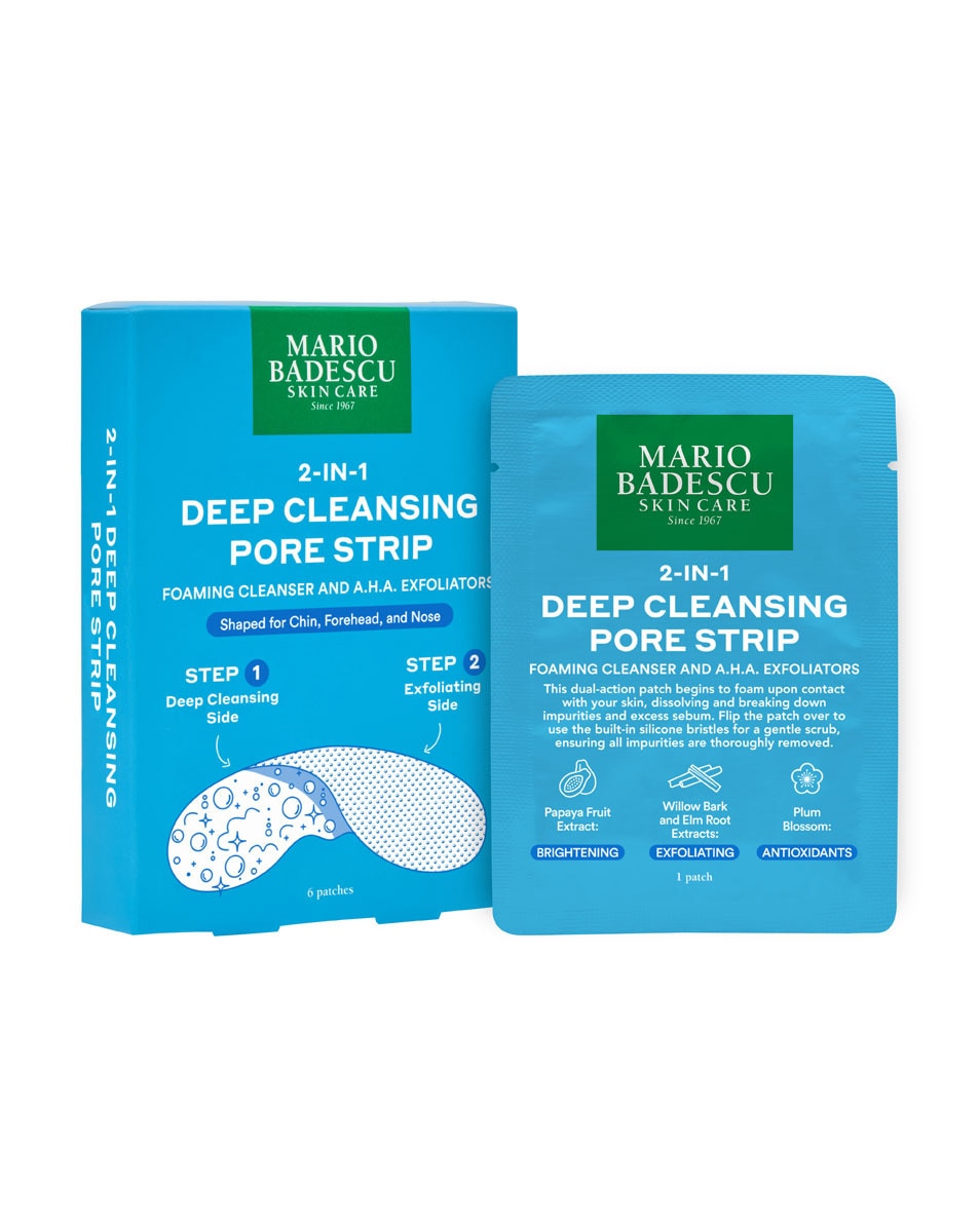 MARIO BADESCU ACNE Bandes 2 en 1 de nettoyage en profondeur pour les pores nettoyant moussant et exfoliants AHA 6 ST 2