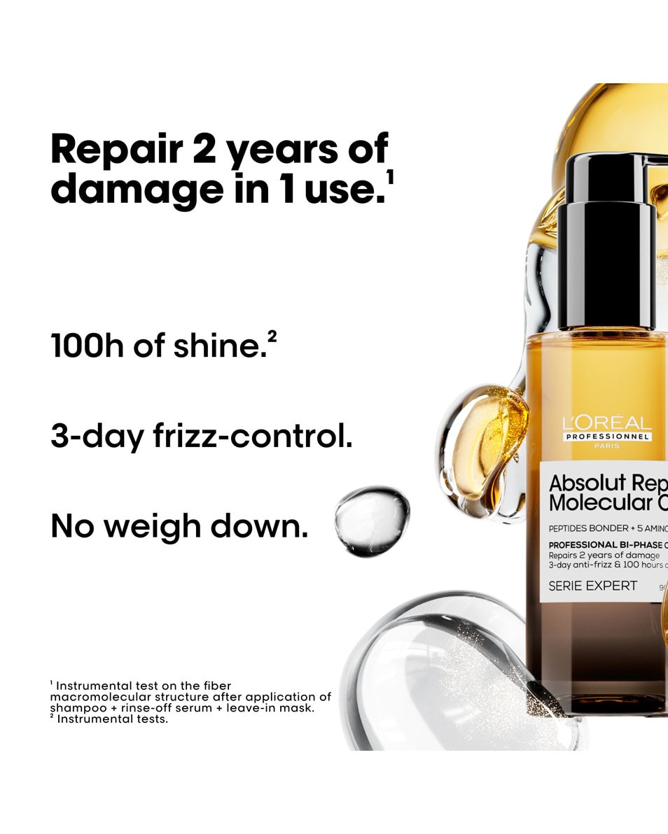 L'OREAL PROFESSIONNEL Absolut Repair Molecular Huile Bi-Phase - pour tous types de cheveux abîmés 90 ML 2