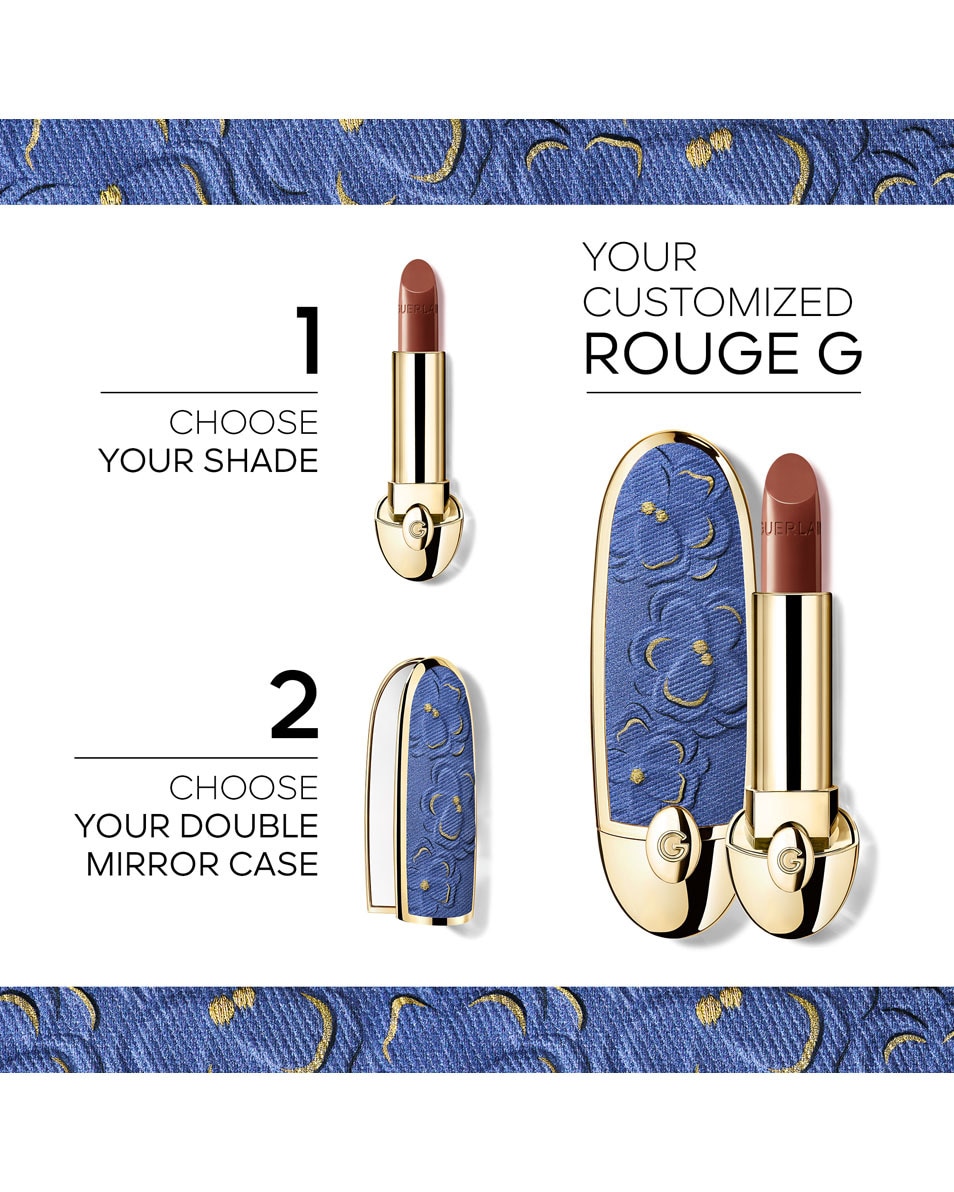 GUERLAIN ROUGE G Blooming Denim Case met dubbele spiegel - Limited Edition<br>Aanpasbare lipstick 1 ST 2