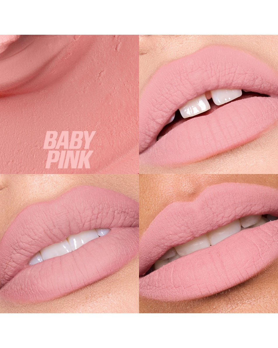 HUDA BEAUTY LIQUID MATTE MOUSSE SOFT BLUR LIP CREAM BABY PINK 2