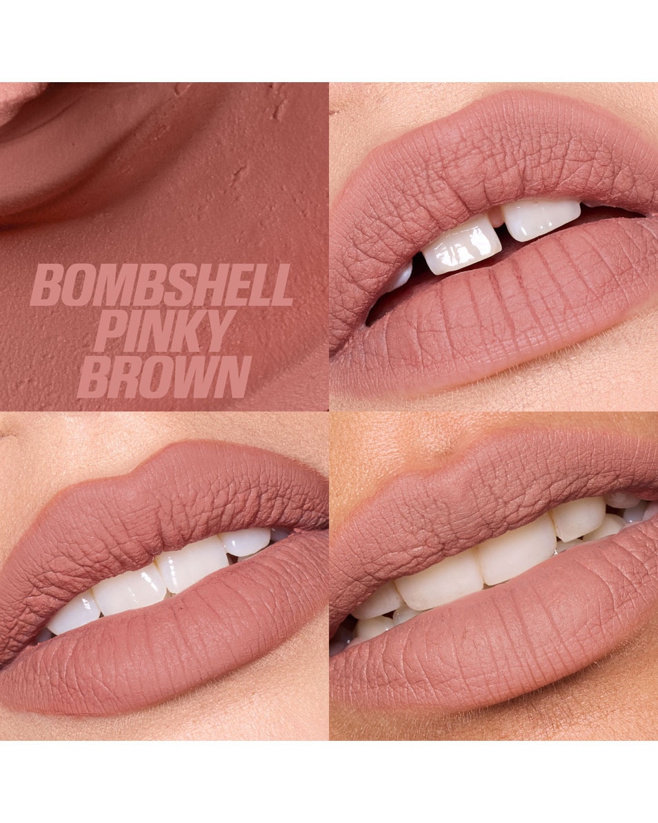 HUDA BEAUTY LIQUID MATTE MOUSSE SOFT BLUR LIP CREAM BOMBSHELL PINKY BROWN 2