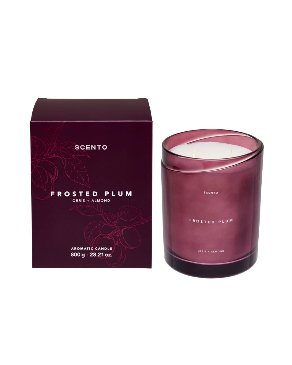 SCENTO Frosted Plum Bougie parfumée iris & amande 800Gr 800 G