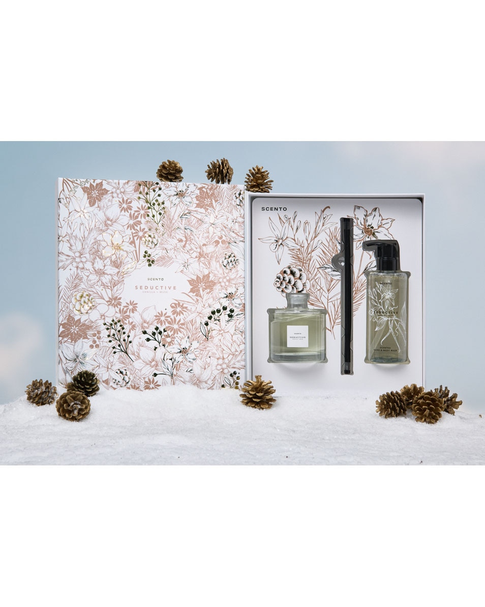 SCENTO Seductive geschenkset geurstokjes + hand & lichaam douchegel 2 ST 2